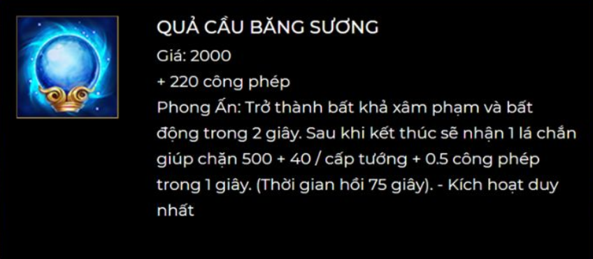 Trang bị đáng gờm Quả cầu Băng sương